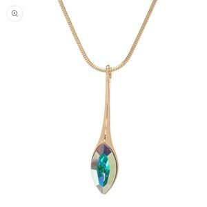 Firery Aurore Boreale Marquis Drop Necklace Swarovski Crystal and gold chain NWT